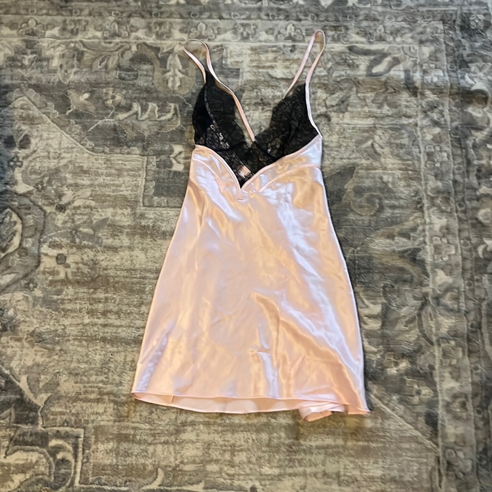 Victoria’s Secret pink silk gown lingerie